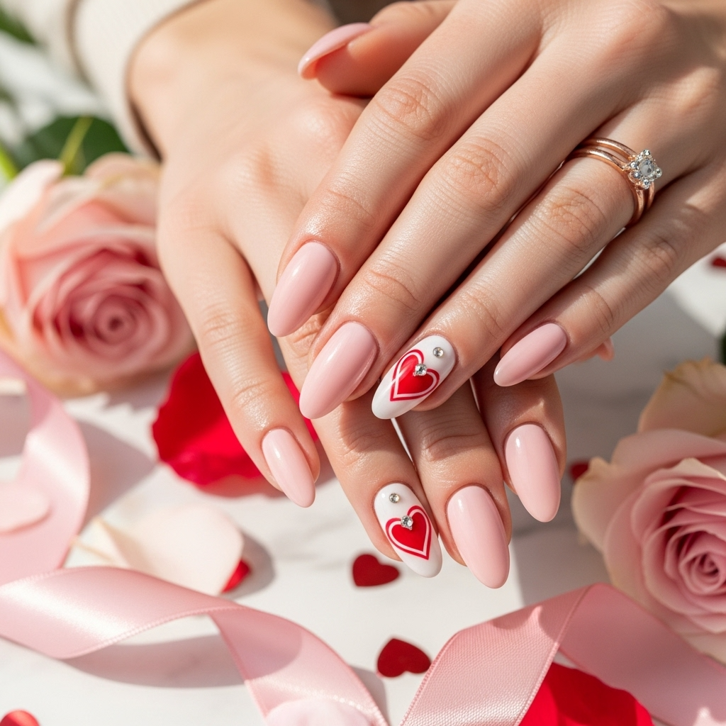 Pink Valentine's Nails